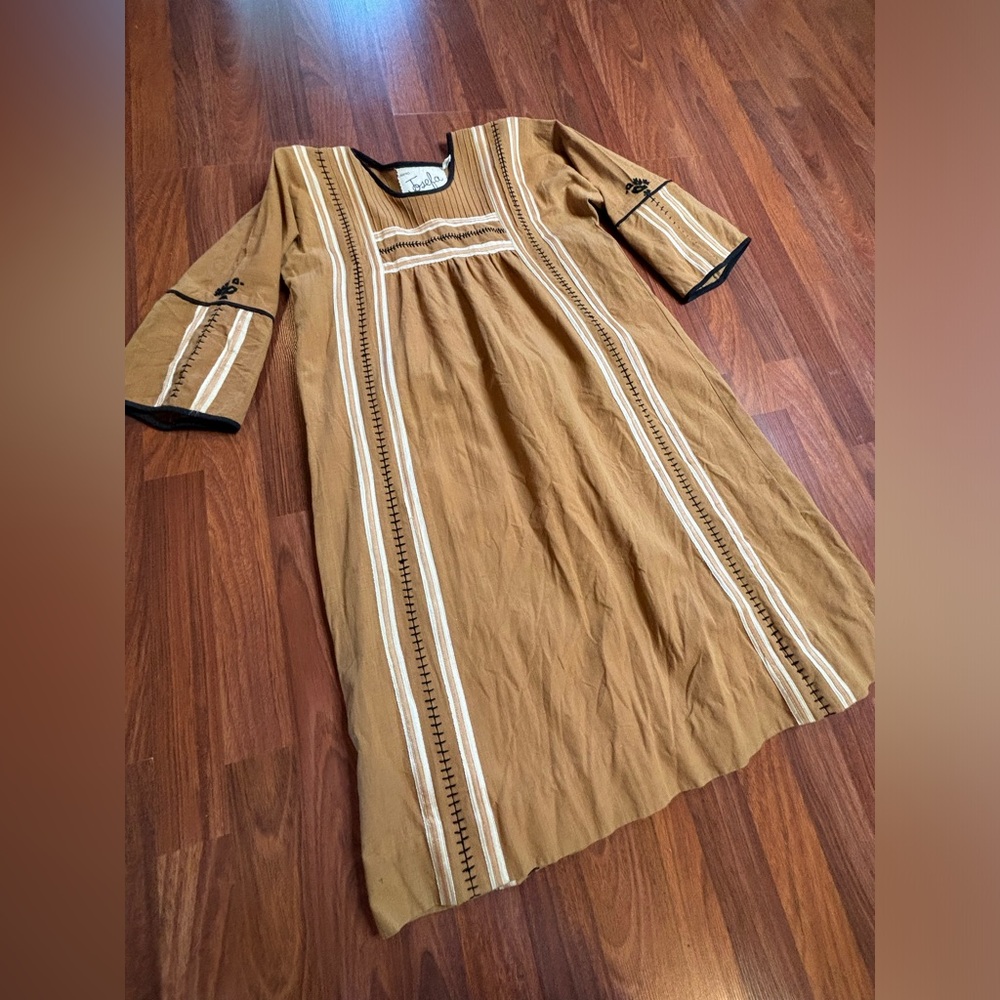 Vintage 60s/70s JOSEFA Caftan Dress Embroidered Boho Peasant Prairie Kaftan M/L